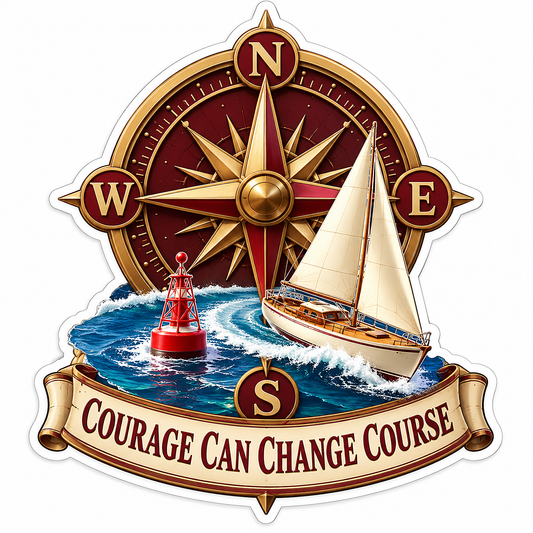 Sailboat Compass Courage Quote Art Vinyl Decal Stickers