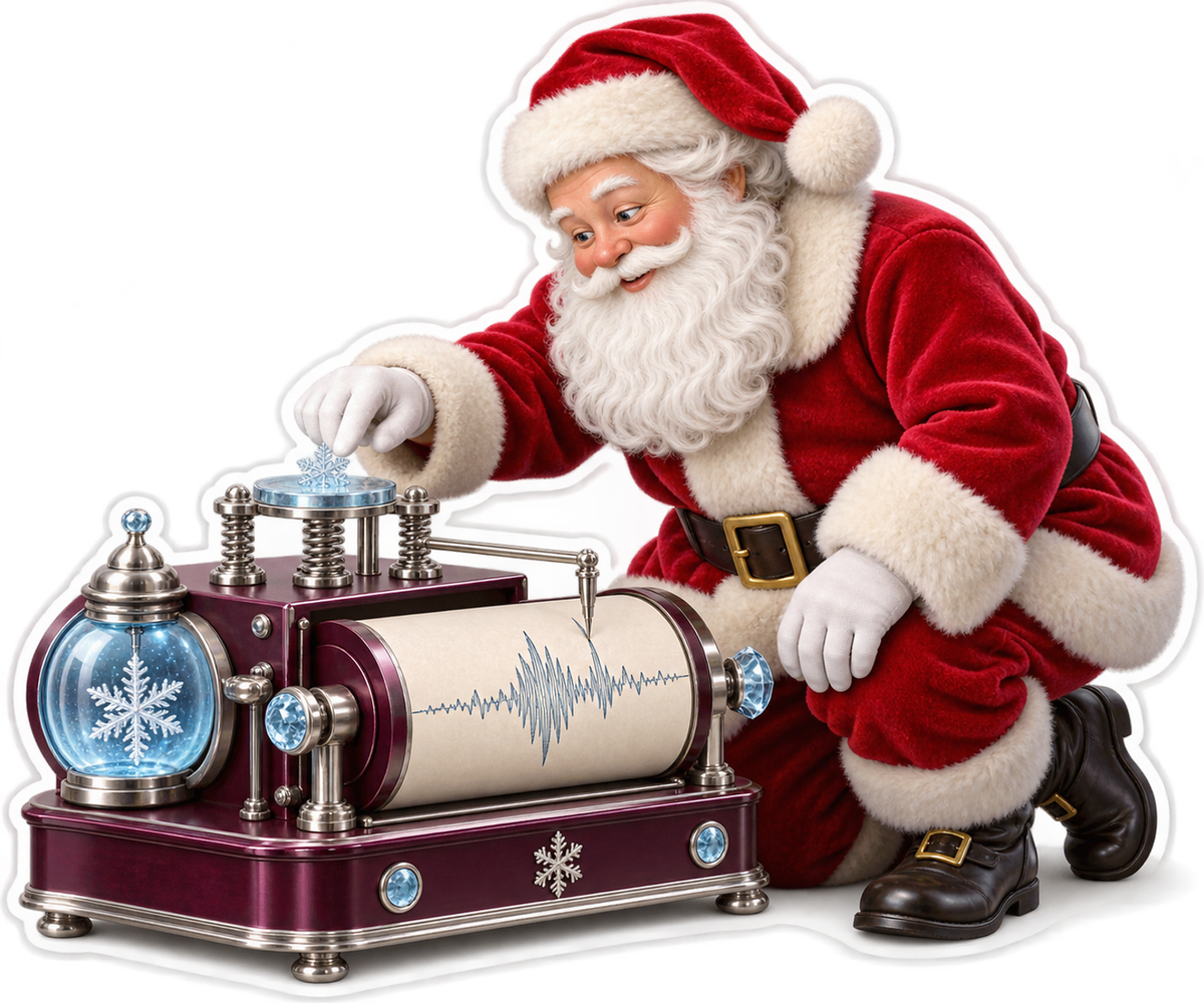 Santa with Snowflake Recording Drum Vinyl Decal Stickers