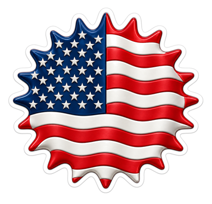 American Flag Wavy Starburst Circle Art Vinyl Decal Stickers