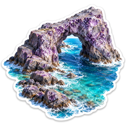 Purple Crystal Sea Arch above Blue Surf Vinyl Decal Stickers
