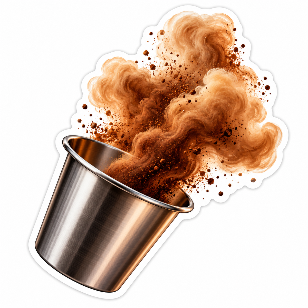 Silver Dosing Cup with Coffee Powder Cloud Art Vinyl Decal Stickers