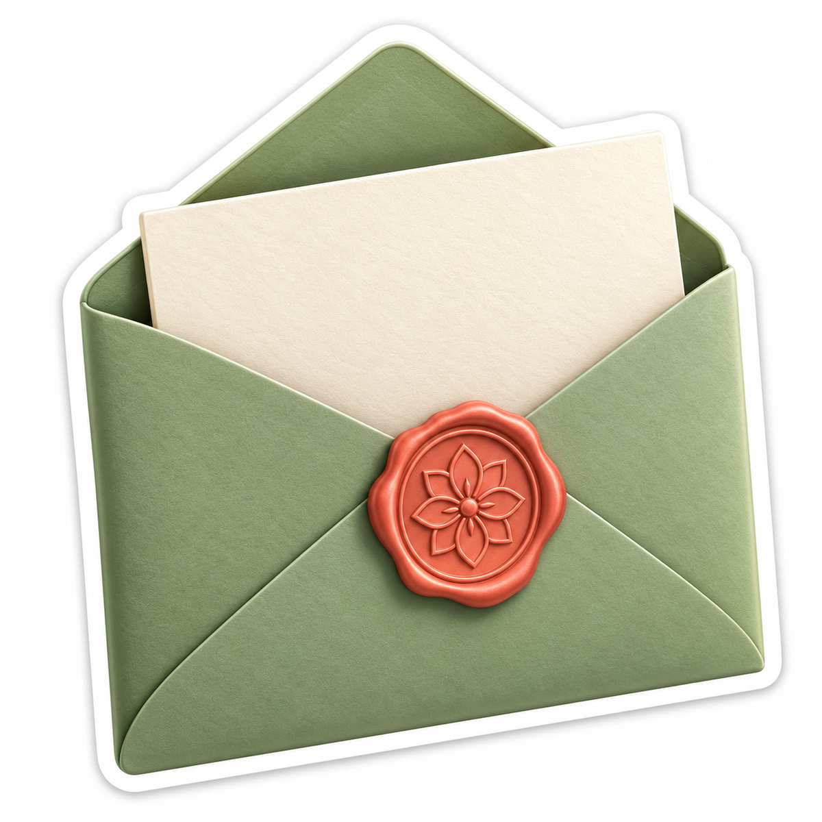 Sage Envelope With Coral Floral Wax Seal Art Vinyl Decal Stickers