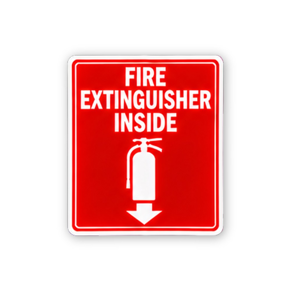 Red Fire Extinguisher Inside Down Arrow Portrait Vinyl Decal Stickers