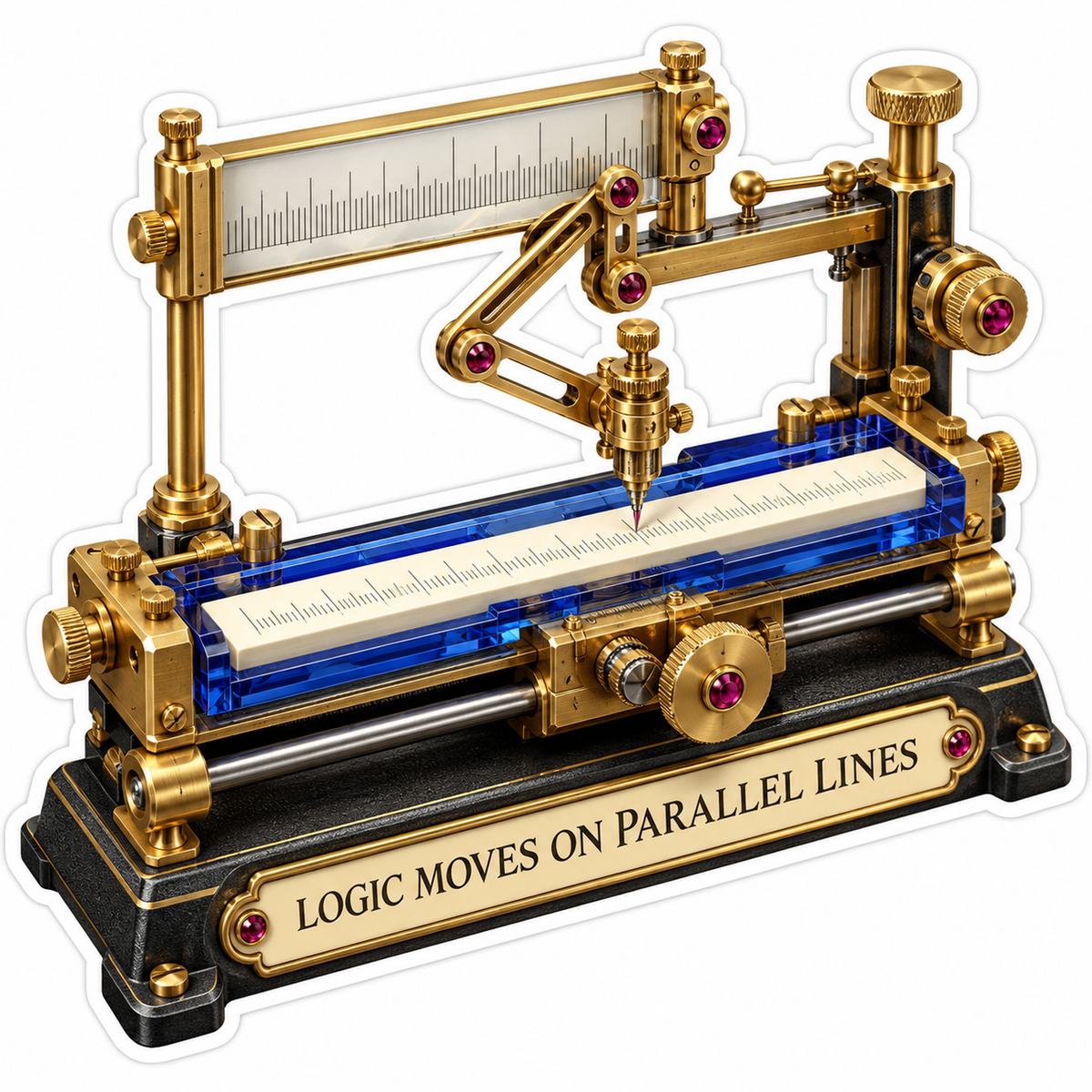 Gold Drawing Machine With Parallel Rulers Art Vinyl Decal Stickers
