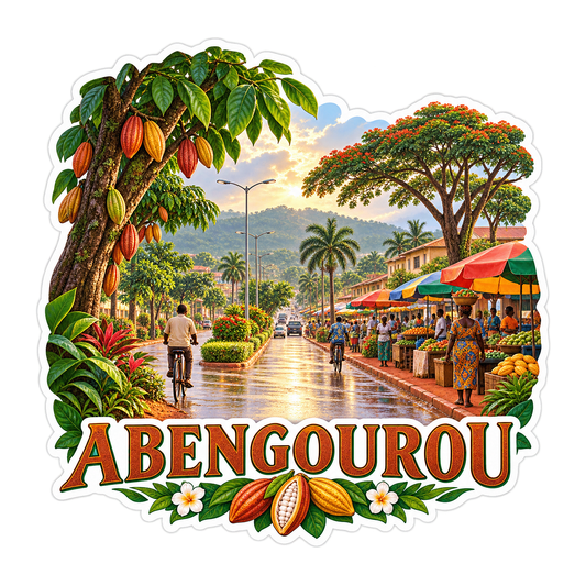 Abengourou Cocoa Market Art Vinyl Decal Stickers