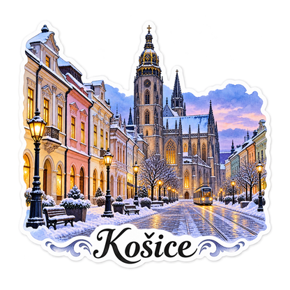 Kosice Snowy Cathedral Street Art Vinyl Decal Stickers