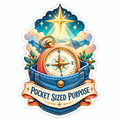 Pocket Sized Purpose Compass and Golden Star Vinyl Decal Stickers