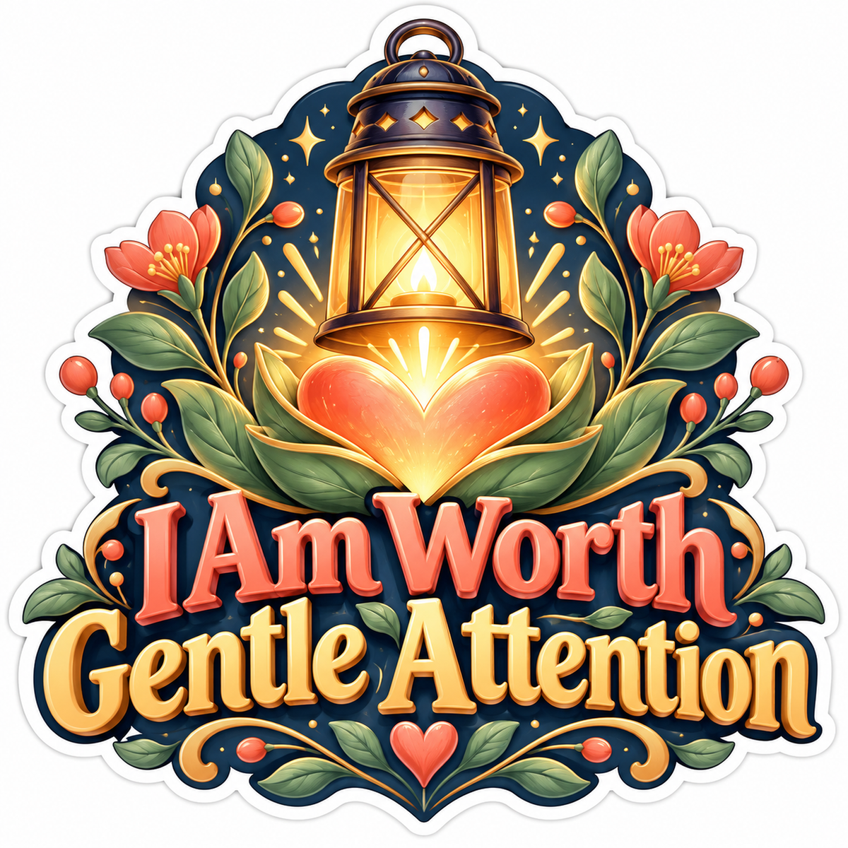 Lantern Heart Gentle Attention Quote Art Vinyl Decal Stickers