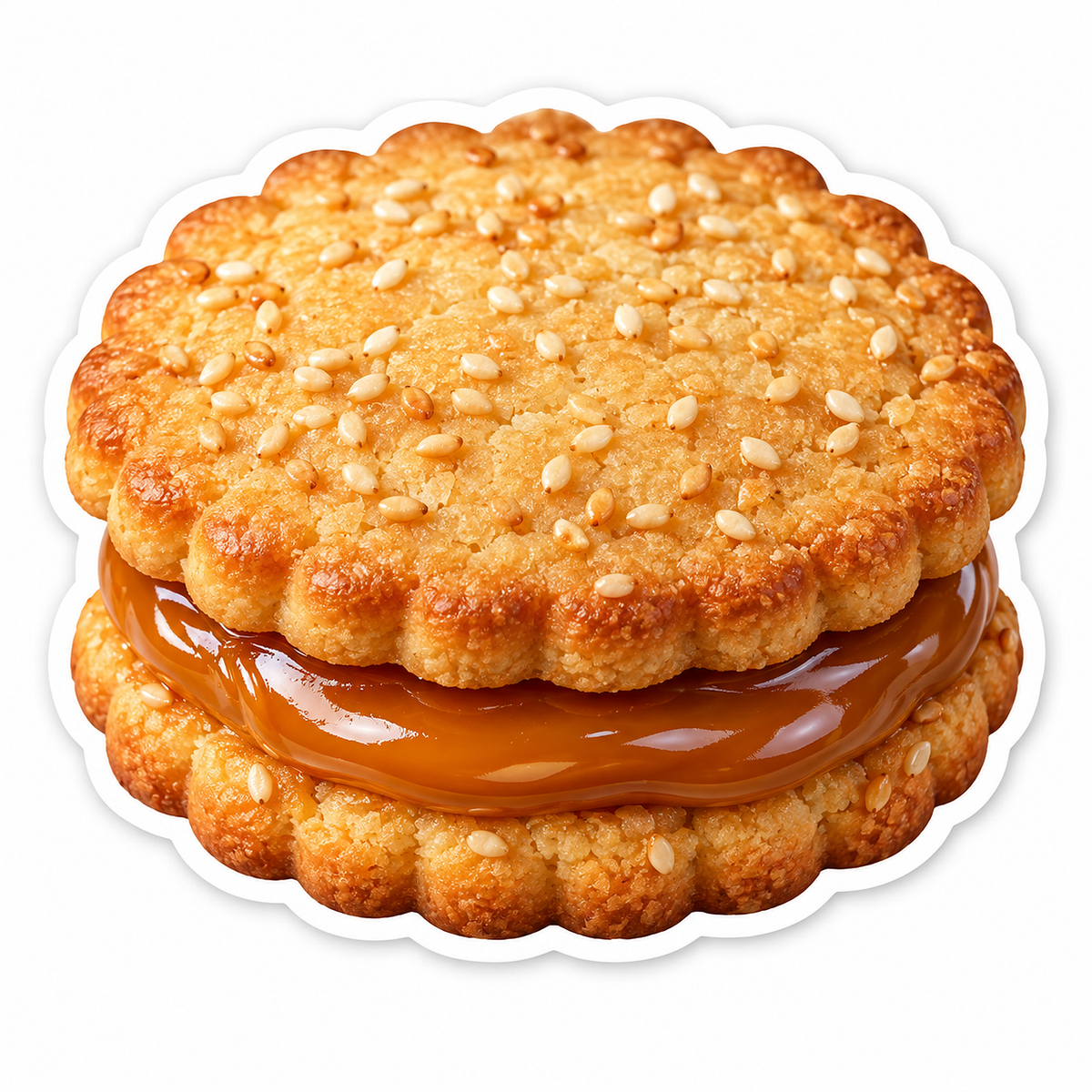 Sesame Sandwich Cookie with Caramel Filling Vinyl Decal Stickers