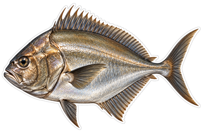 Bronze Silver Fish with Ridged Head and Fins Vinyl Decal Stickers