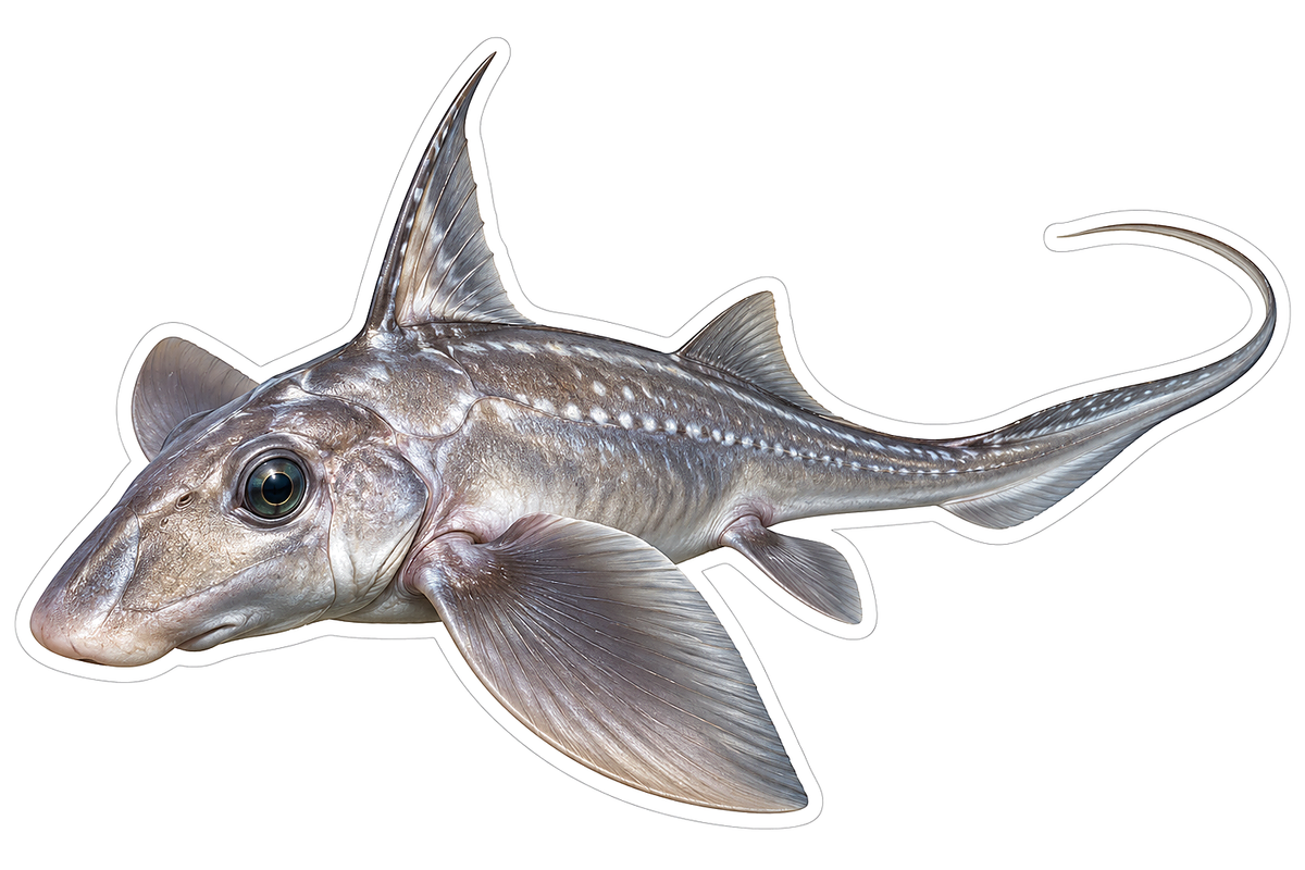 Silver Ghost Shark Long Curling Tail Art Vinyl Decal Stickers