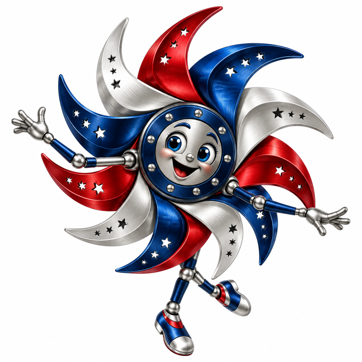 Red Blue Silver Spiral Pinwheel Character Art Vinyl Decal Stickers