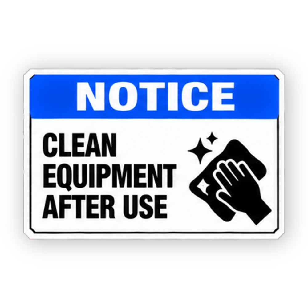Blue Clean Equipment Wiping Hand Panel Vinyl Decal Stickers