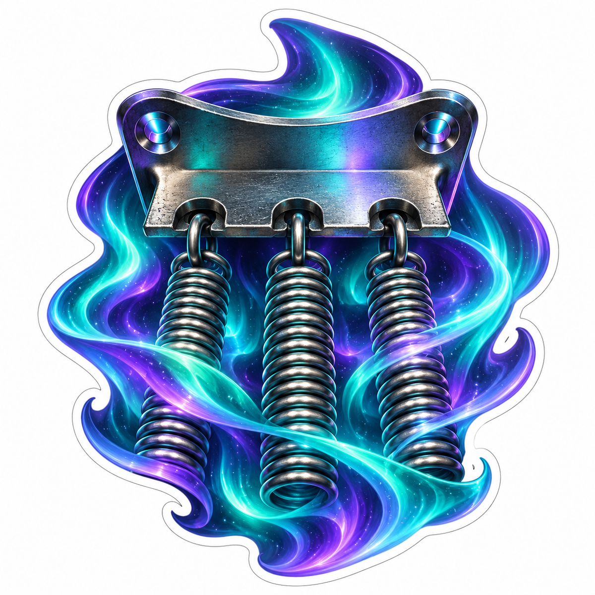 Guitar Spring Claw with Blue Green Aurora Art Vinyl Decal Stickers