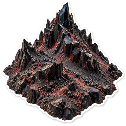 Jagged Black Mountain with Red Rock Streaks Vinyl Decal Stickers