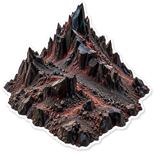 Jagged Black Mountain with Red Rock Streaks Vinyl Decal Stickers