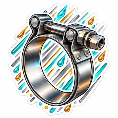 Silver Band Clamp with Teal Gold Droplets Vinyl Decal Stickers