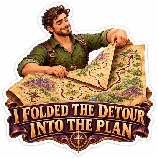 Man Folding Mountain Detour Map Art Vinyl Decal Stickers