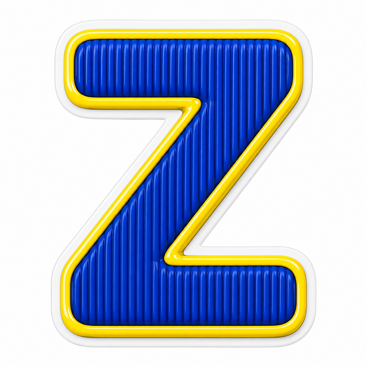 Blue Ribbed Letter Z with Yellow Border Vinyl Decal Stickers