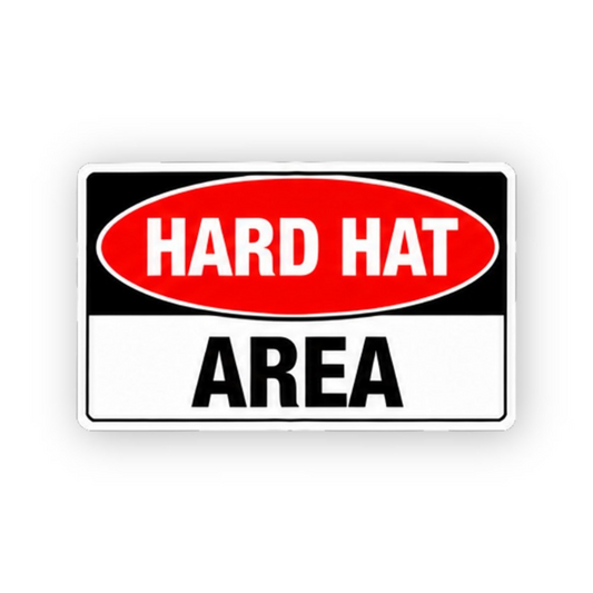 Black Red Oval Hard Hat Area Panel Vinyl Decal Stickers