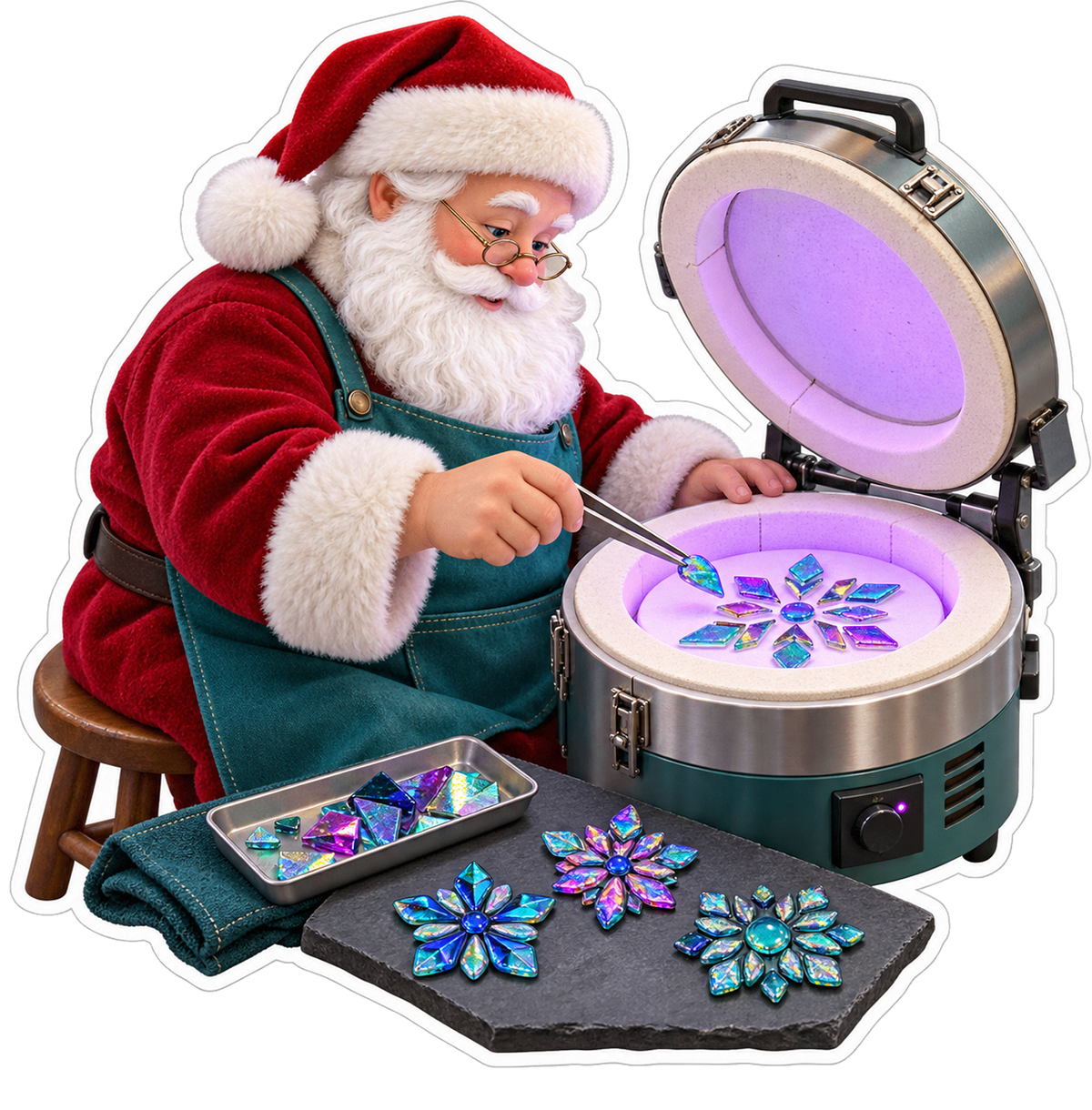 Santa Fusing Colorful Snowflakes Art Vinyl Decal Stickers