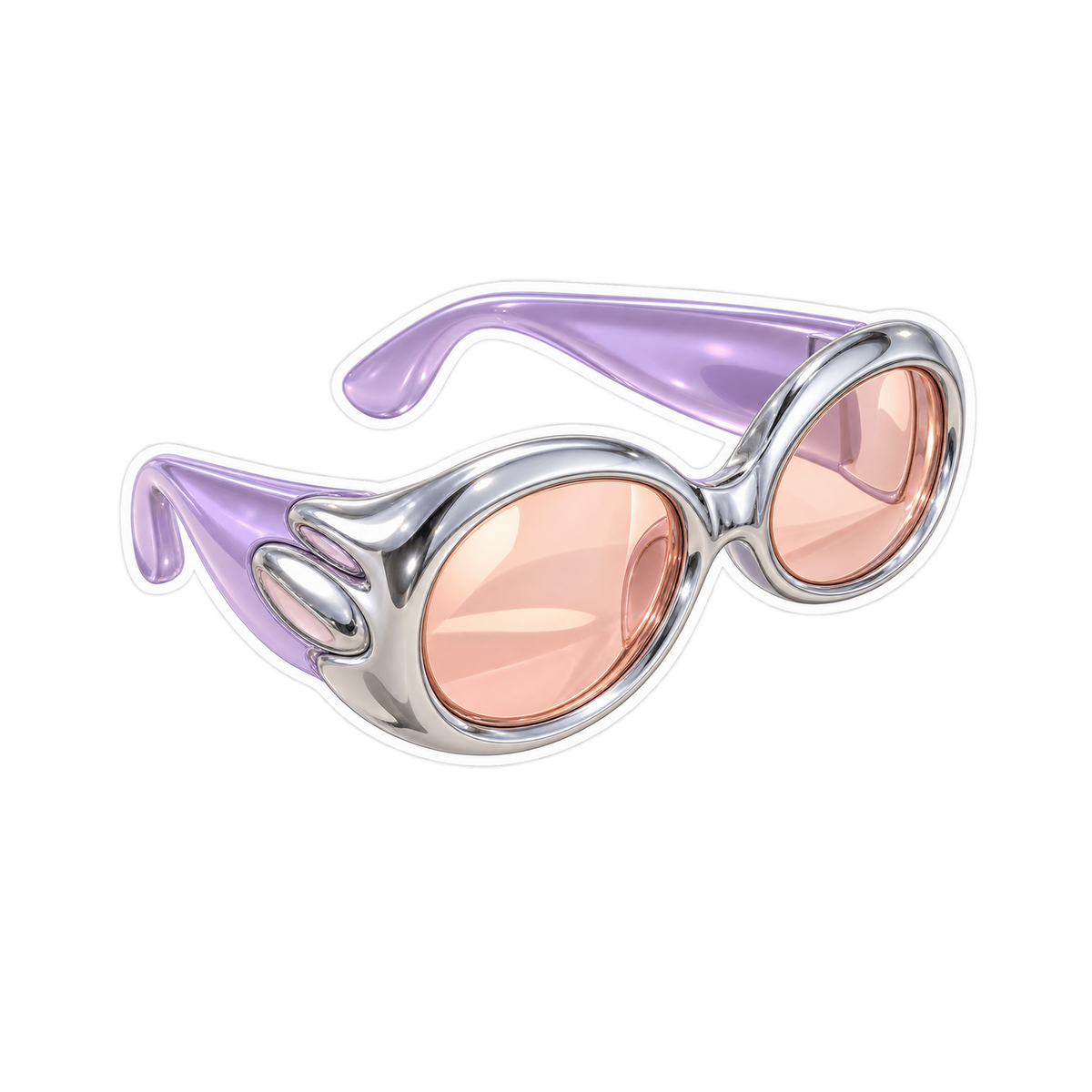 Silver Oval Sunglasses with Pink Lenses Art Vinyl Decal Stickers