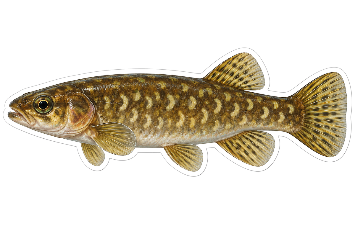 Olive Fish with Pale Crescent Markings Vinyl Decal Stickers