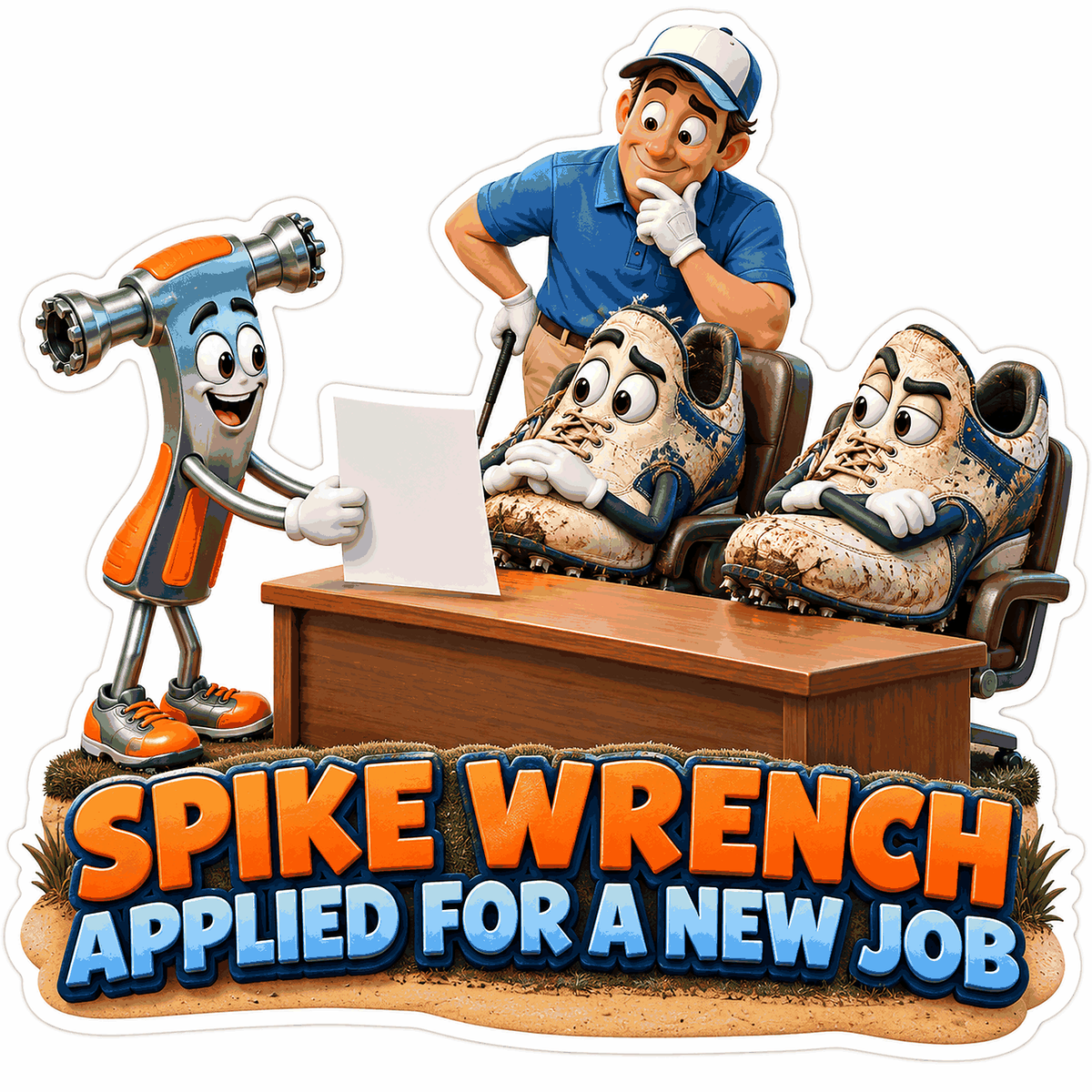 Golf Spike Wrench Job Interview Art Vinyl Decal Stickers