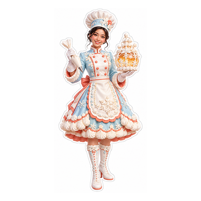 Pastel Dress Baker with Snowflake Pastry Tower Vinyl Decal Stickers