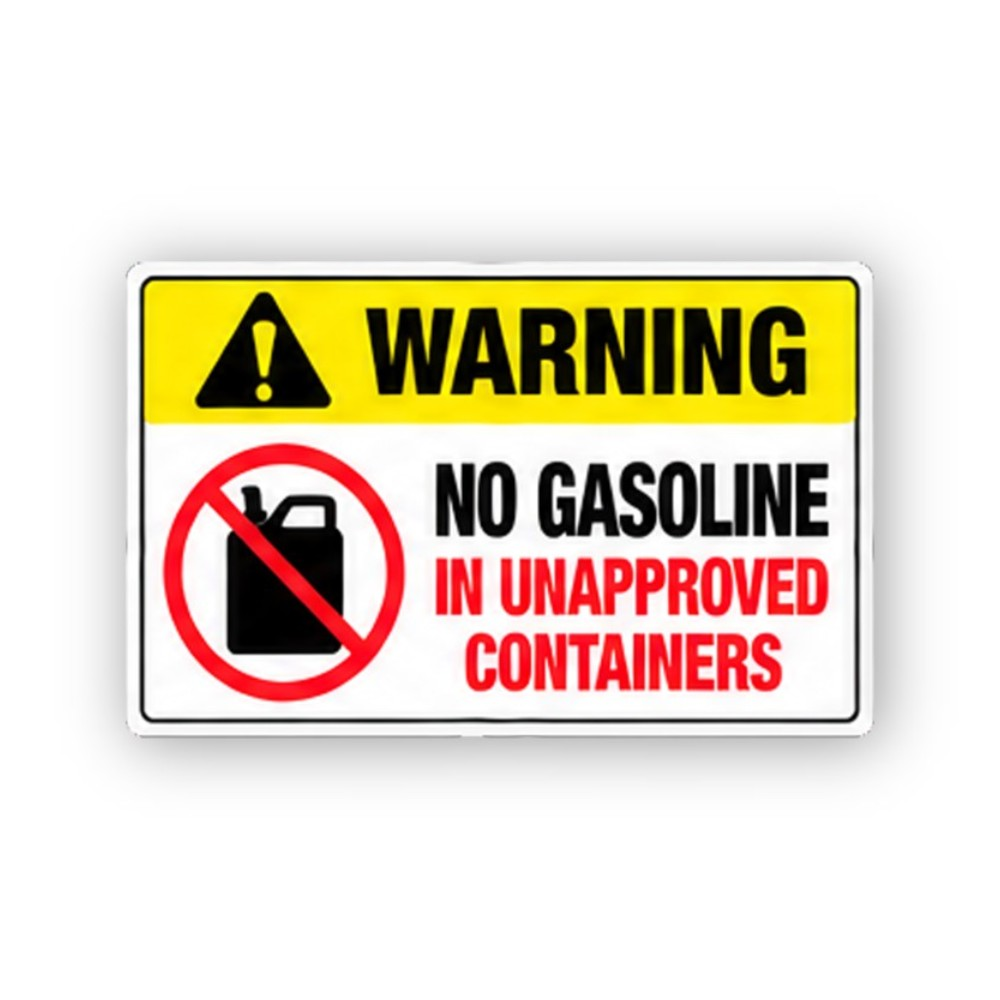 Yellow Gasoline Crossed Unapproved Can Panel Vinyl Decal Stickers