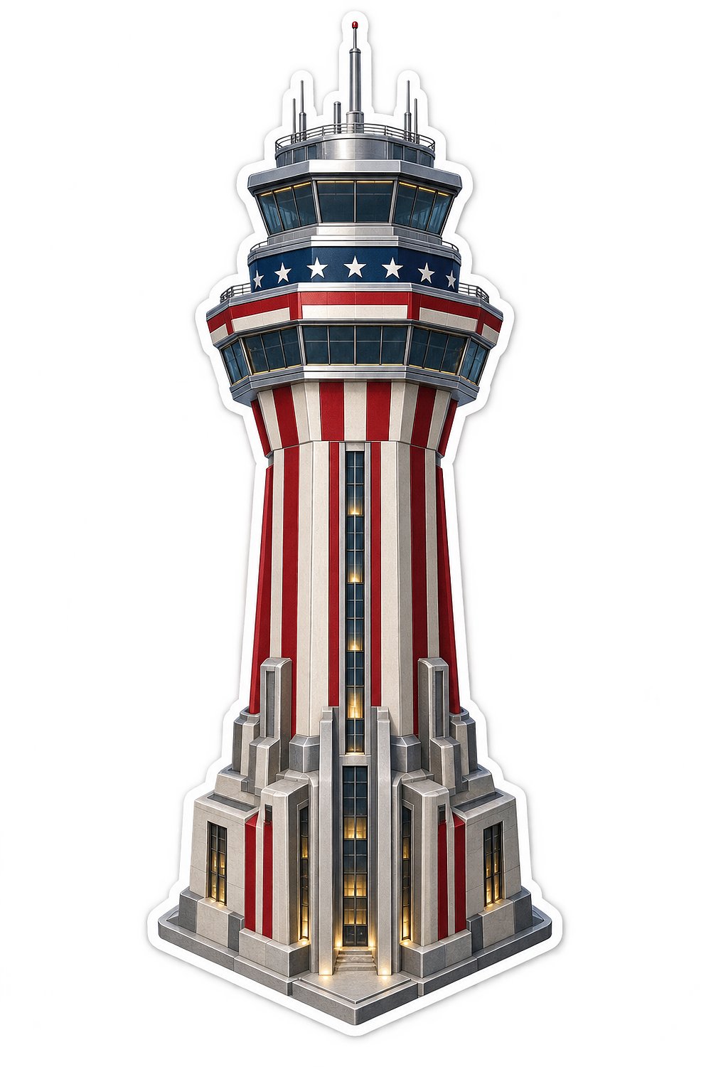 USA Flag Airport Control Tower Art Vinyl Decal Stickers