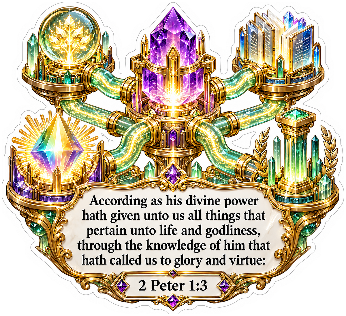 2 Peter 1 3 Crystal Pipes Verse Vinyl Decal Stickers
