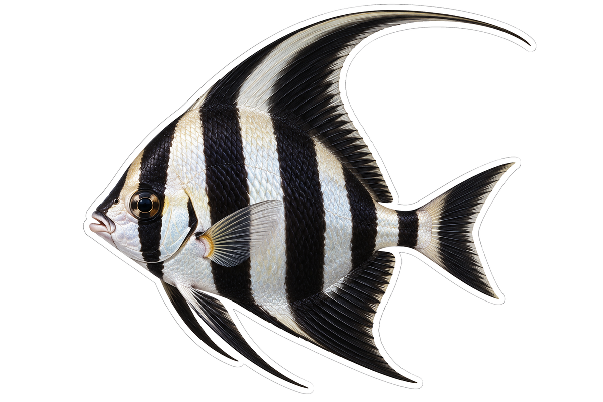Black White Highhat Fish with Tall Fin Vinyl Decal Stickers