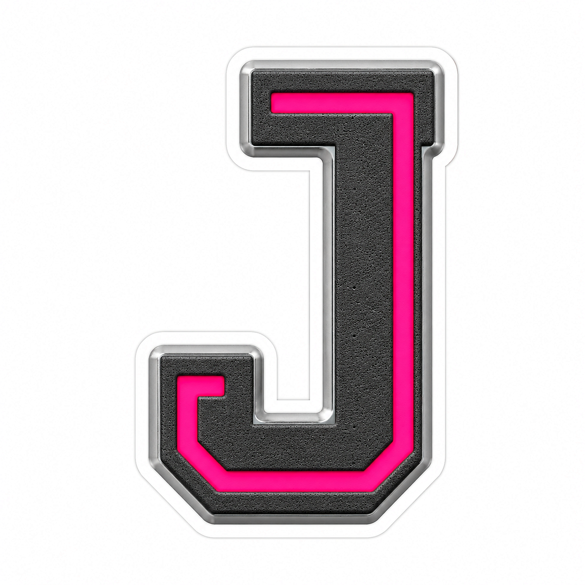 Charcoal Pixel Letter J with Pink Line Art Vinyl Decal Stickers