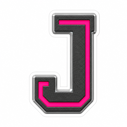 Charcoal Pixel Letter J with Pink Line Art Vinyl Decal Stickers