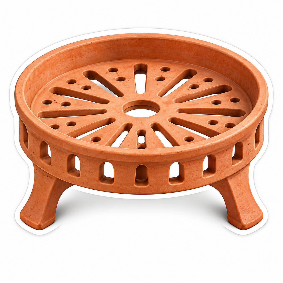 Round Terracotta Slotted Stand on Three Legs Vinyl Decal Stickers