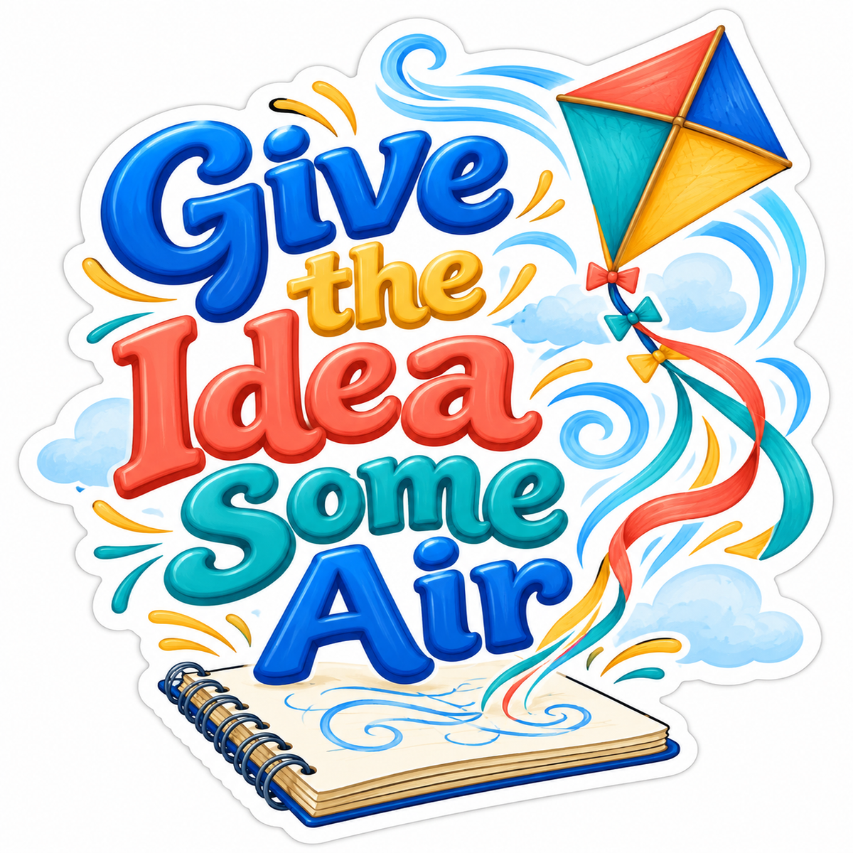Colorful Kite Notebook and Idea Quote Vinyl Decal Stickers