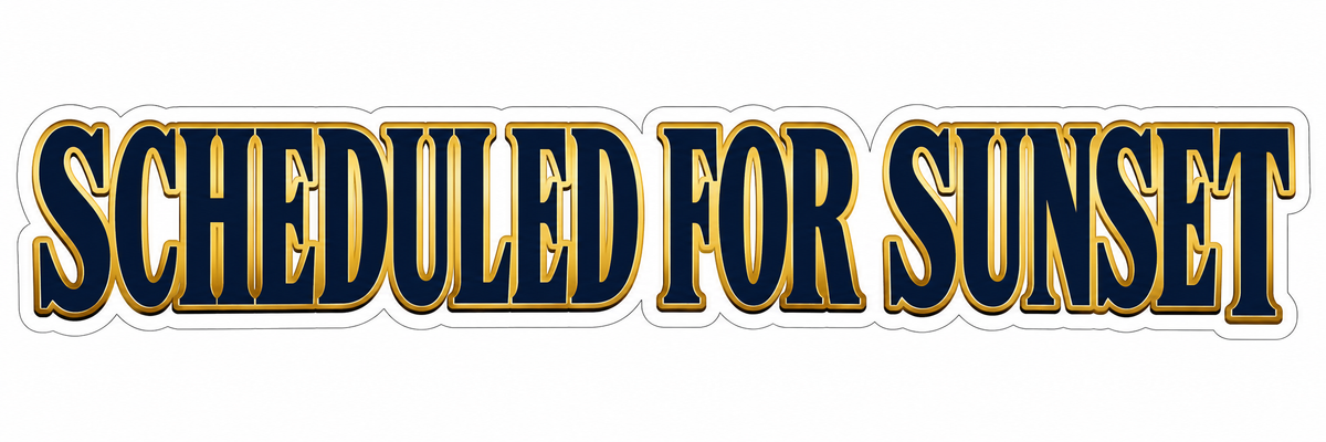 Scheduled for Sunset Navy Gold Lettering Vinyl Decal Stickers