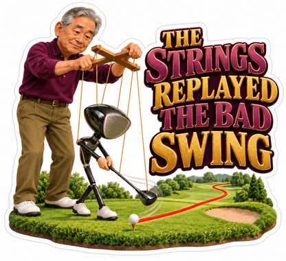 Man Controlling Golf Club Puppet Strings Art Vinyl Decal Stickers