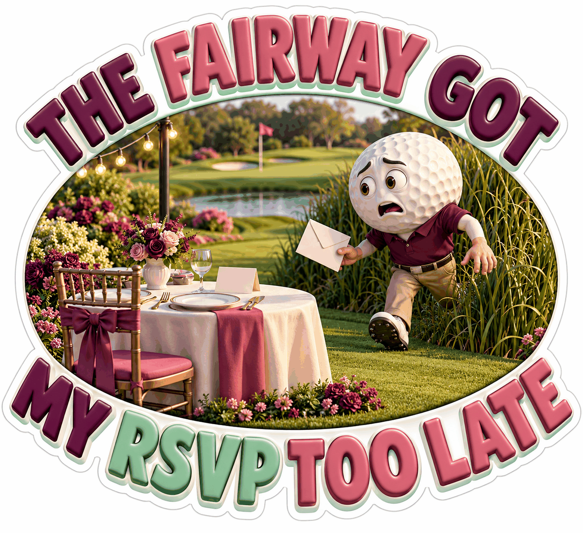 Golf Ball Late Garden Dinner Invitation Art Vinyl Decal Stickers