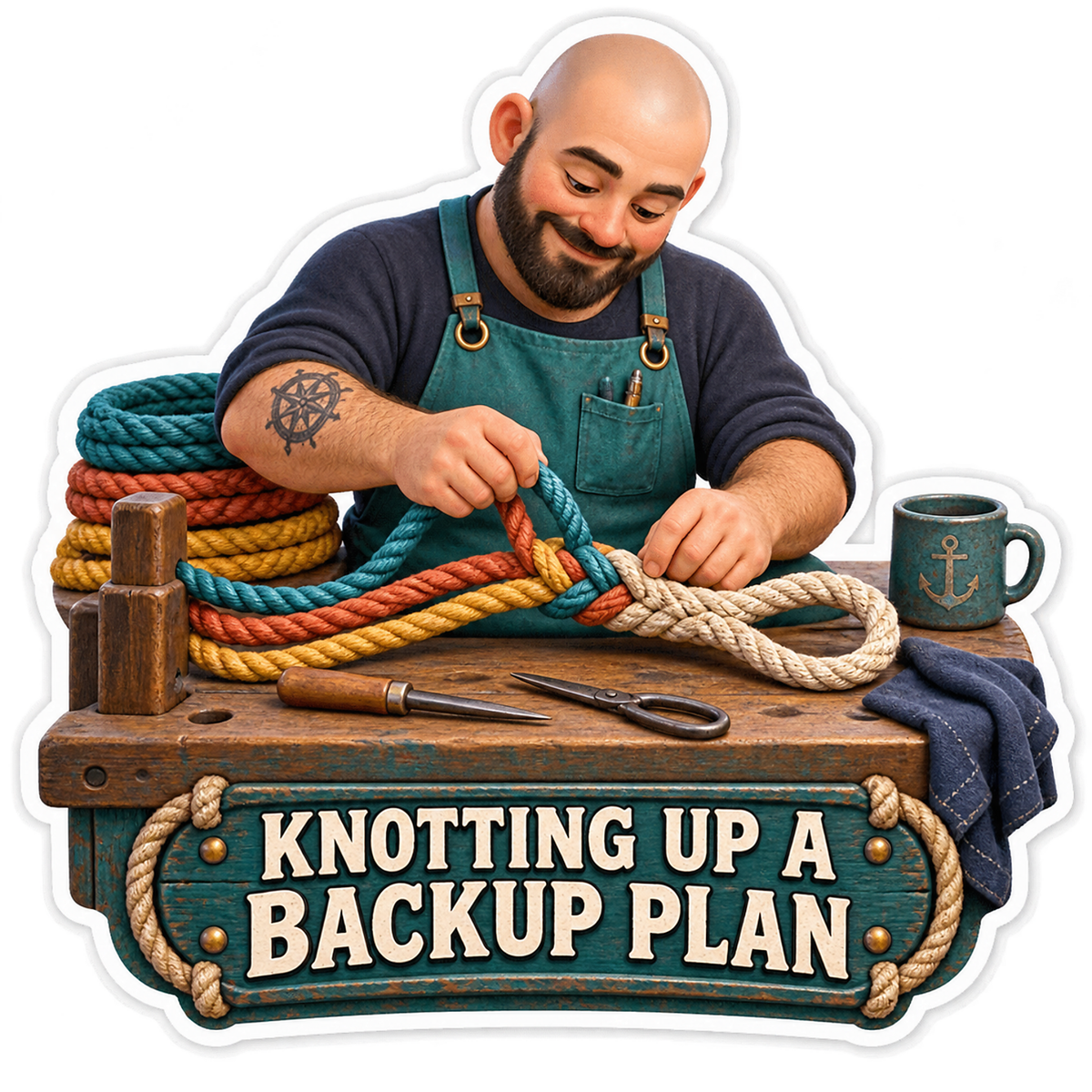 Man Splicing Colorful Rope Art Vinyl Decal Stickers