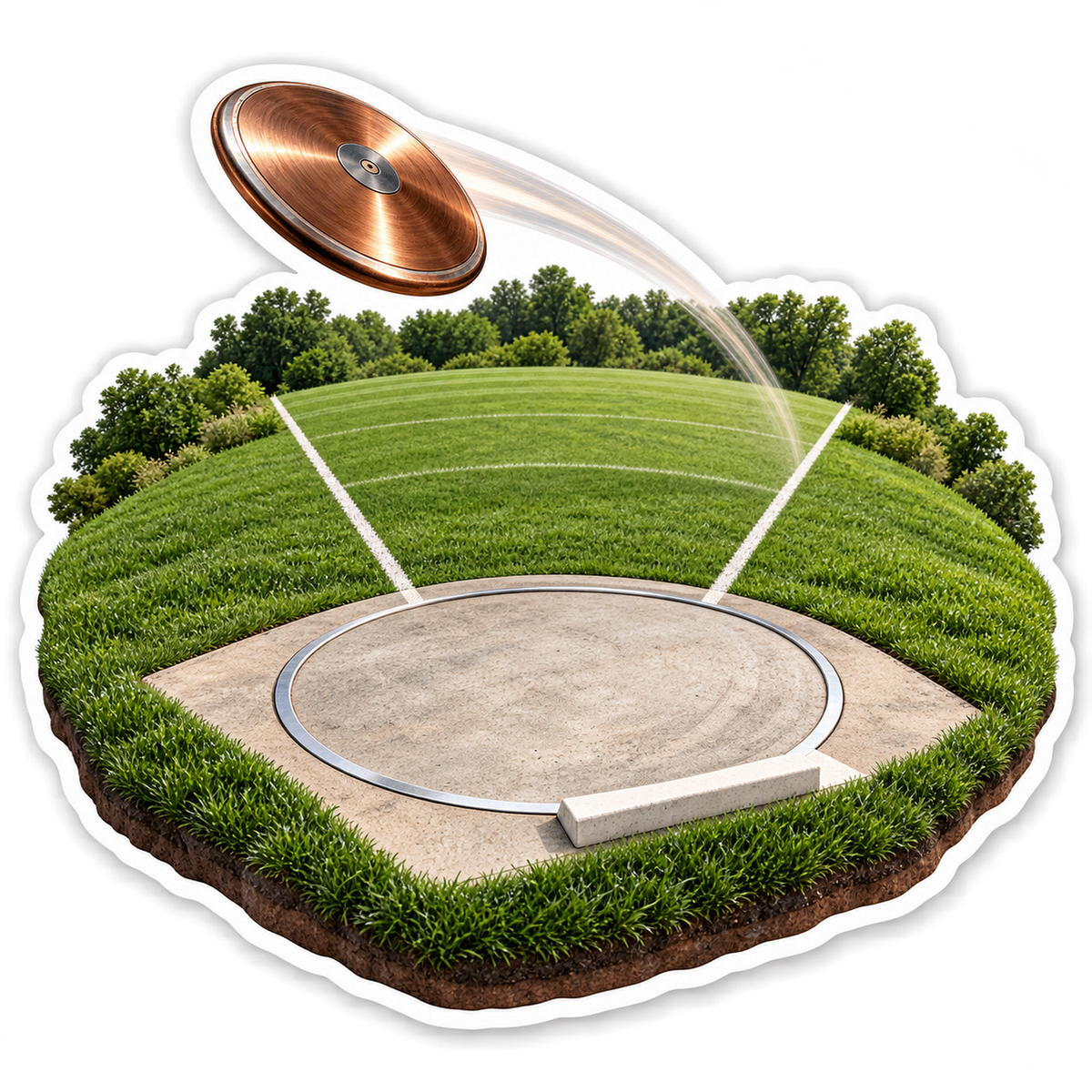 Copper Discus Above Circular Throwing Field Art Vinyl Decal Stickers