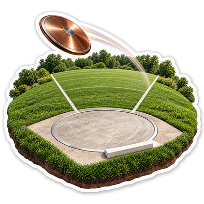 Copper Discus Above Circular Throwing Field Art Vinyl Decal Stickers