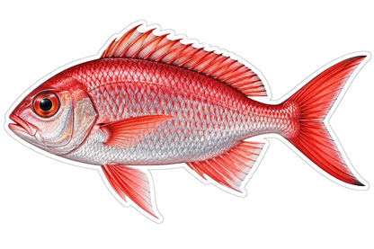 Red Silver Fish with Bright Scarlet Tail Art Vinyl Decal Stickers