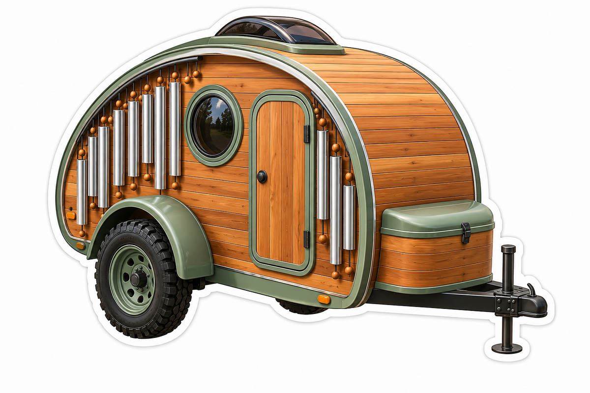 Wooden Wind Chime Camping Trailer Vinyl Decal Stickers