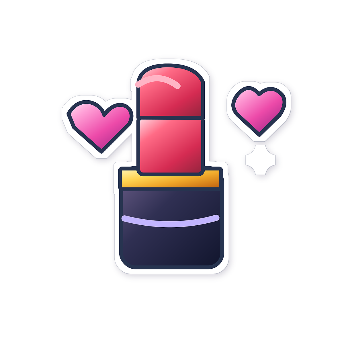 Red Lipstick With Floating Pink Hearts Art Vinyl Decal Stickers
