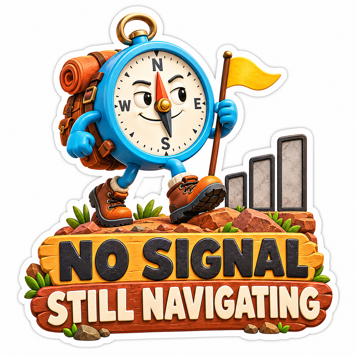 Hiking Compass No Signal Quote Vinyl Decal Stickers