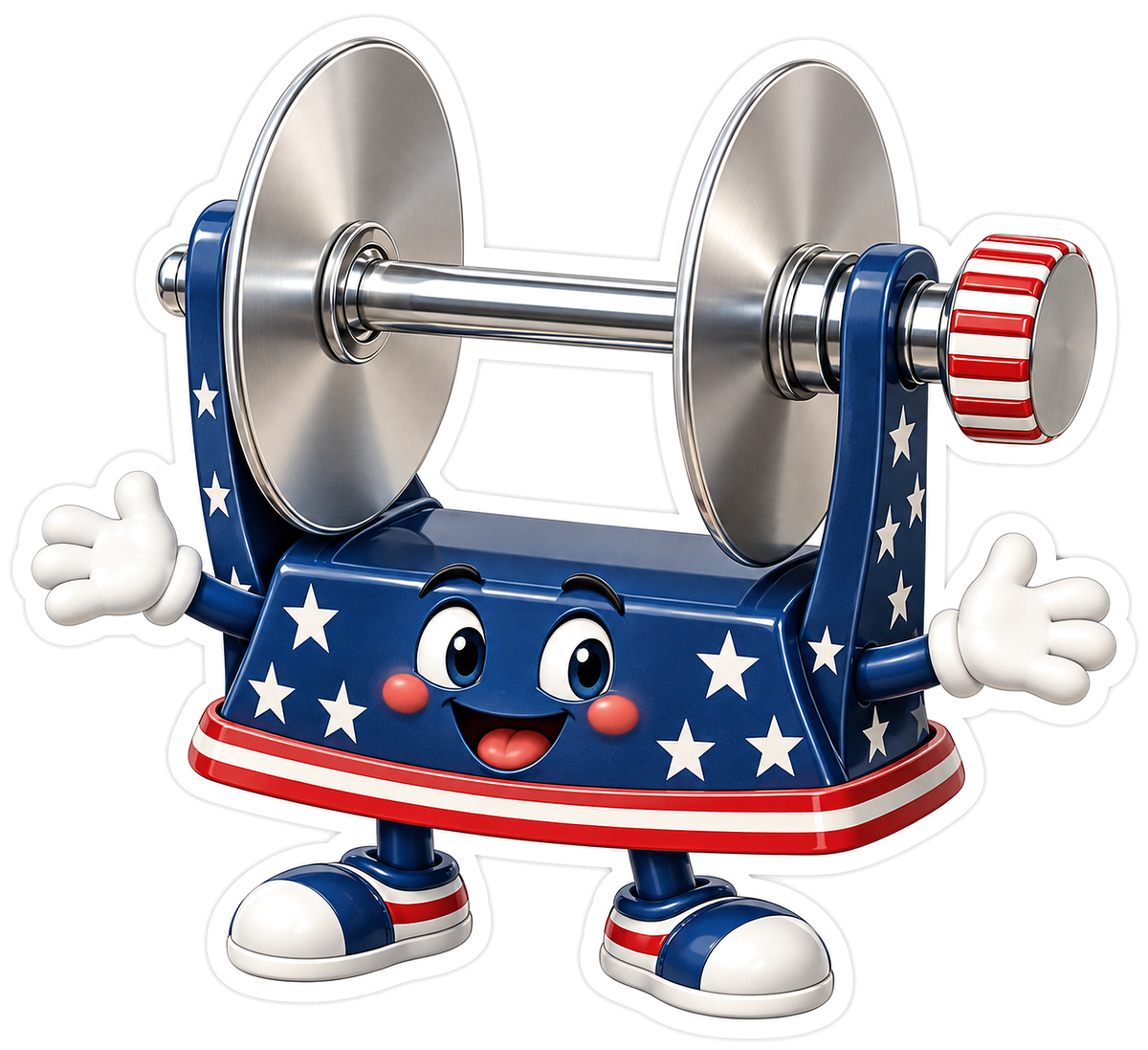 Patriotic Silver Spool Stand Mascot Art Vinyl Decal Stickers