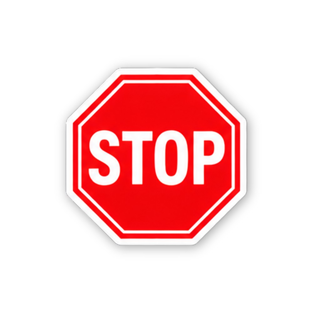 Red Stop Double White Border Octagon Vinyl Decal Stickers