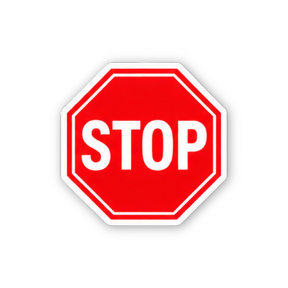 Red Stop Double White Border Octagon Vinyl Decal Stickers